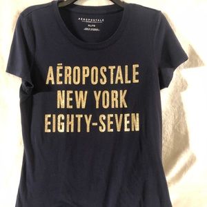 Aeropostale XL women’s crew neck t-shirt with glitter graphics.